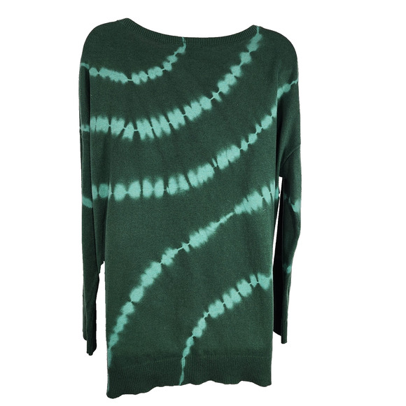 J. Jill Womens Tie Dye Sweater Small Green Cotton Viscose Blend Ribbed Pullover - Picture 2 of 10